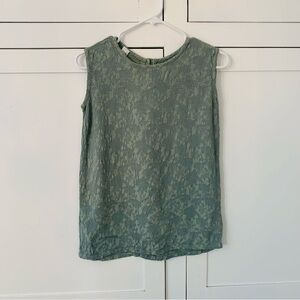 Rated R Vintage Green Floral Textured High Neck Top Size S Petite Cottage-core